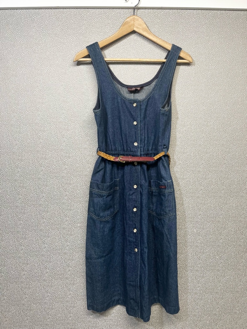 11/12 Vintage Castle Square Denim Jumper Dress - Picture 1 of 8